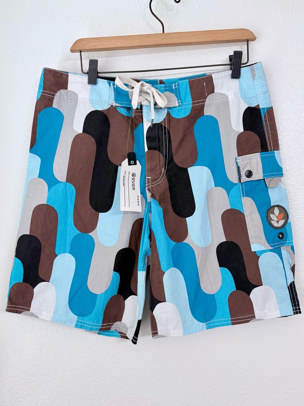 NWT EVER Brand Surf Sample Board Shorts Made in USA Rare Retro Canvas Size 32